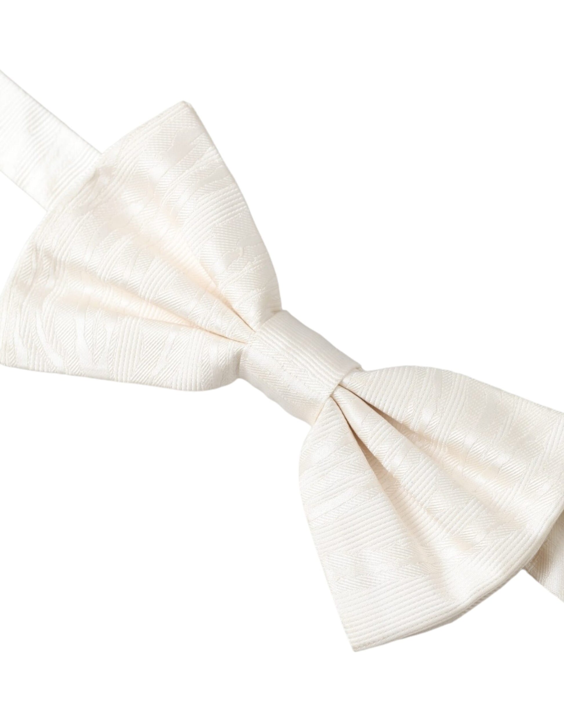 White Jacquard Silk Adjustable Neck Men Bow Tie