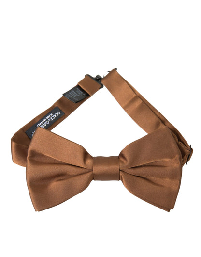  - Brown Silk Adjustable Neck Men Bow Tie