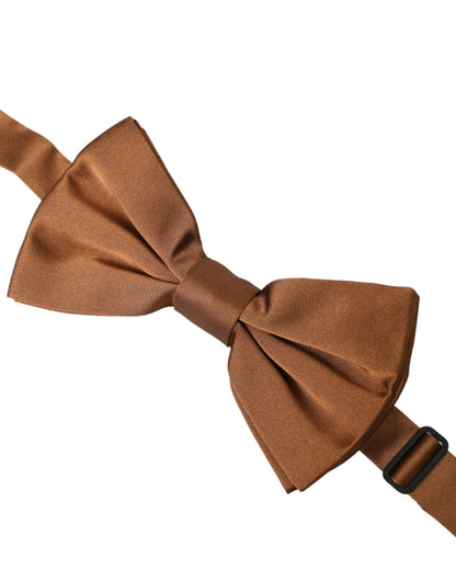  - Brown Silk Adjustable Neck Men Bow Tie