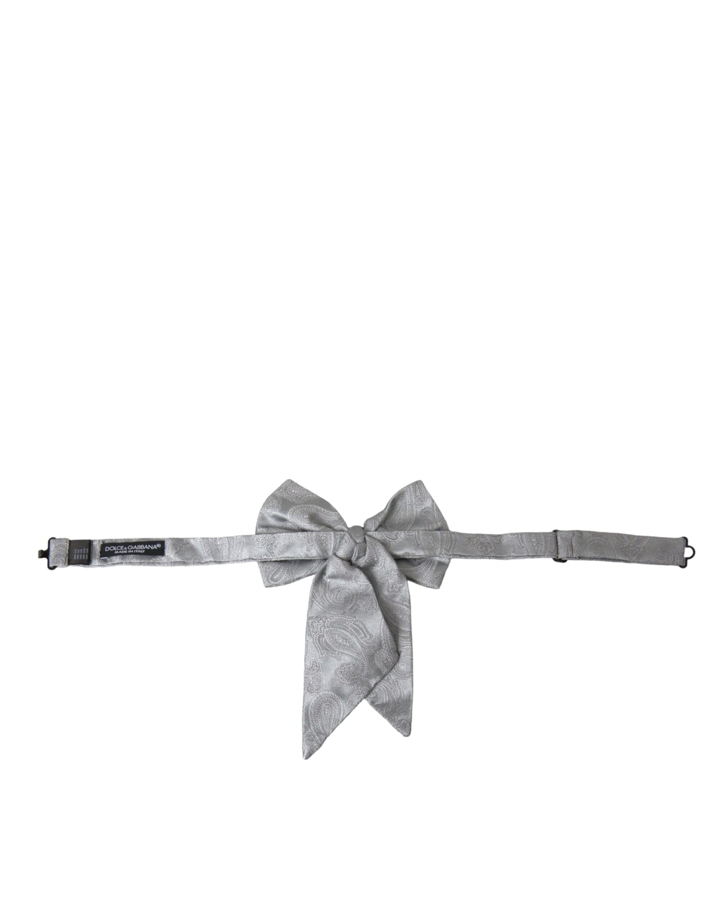  - Silver Ribbon Silk Adjustable Neck Men Bow Tie