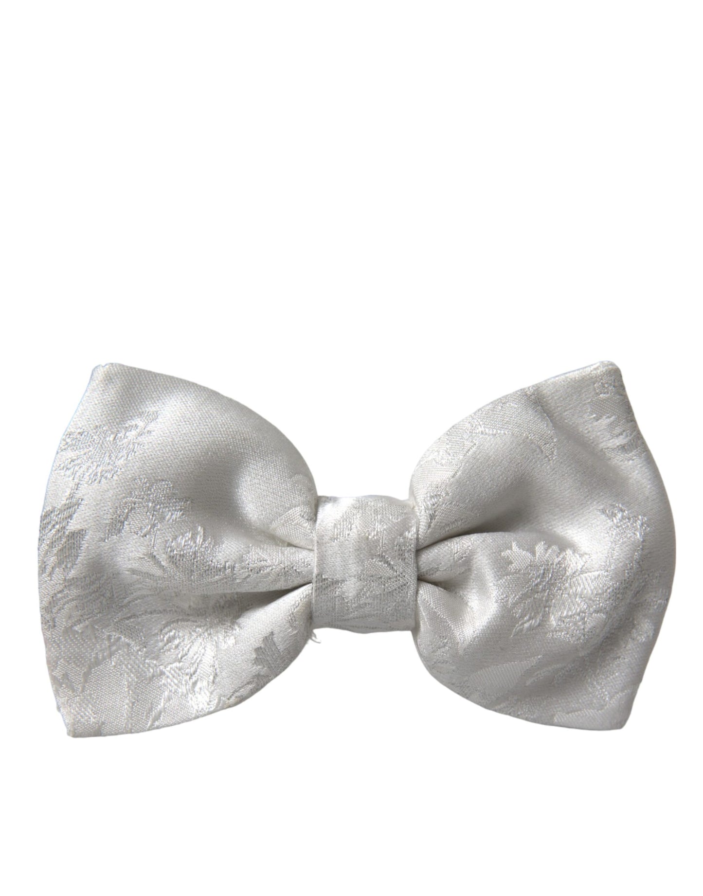  - White Floral Silk Adjustable Men Neck Bow Tie