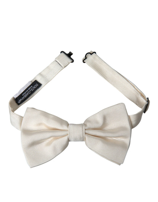  - Off White Silk Adjustable Neck Men Bow Tie