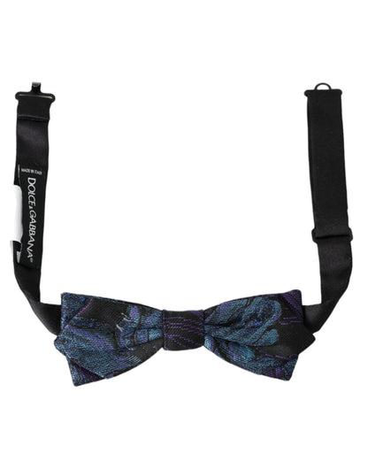  - Black Blue Brocade Adjustable Neck Men Bow Tie