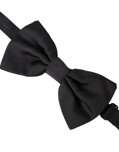  - Black Silk Adjustable Neck Men Bow Tie