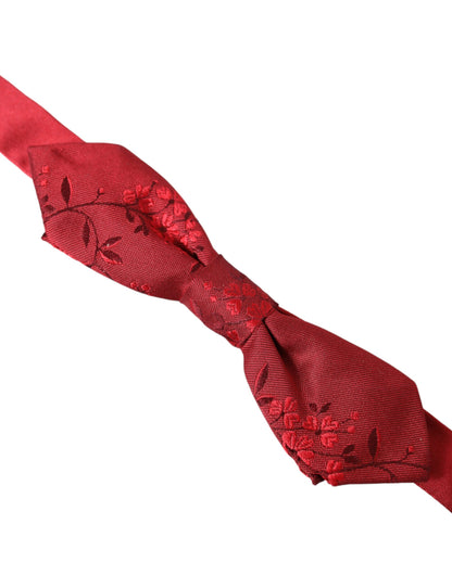  - Red Brocade Silk Adjustable Neck Men Bow Tie