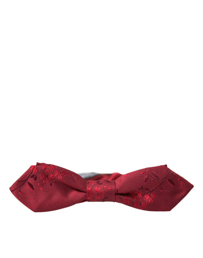  - Red Brocade Silk Adjustable Neck Men Bow Tie