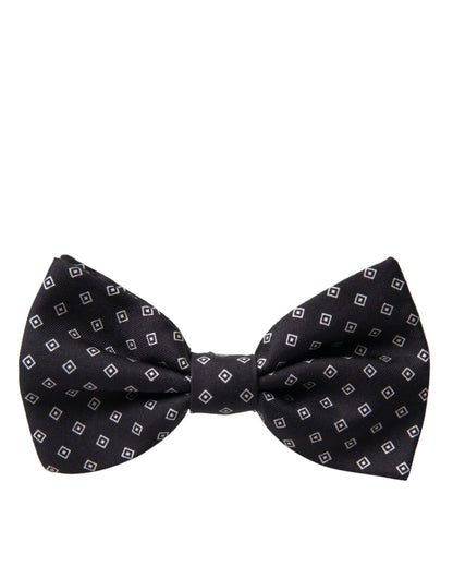  - Black Patterned Silk Adjustable Neck Men Bow Tie