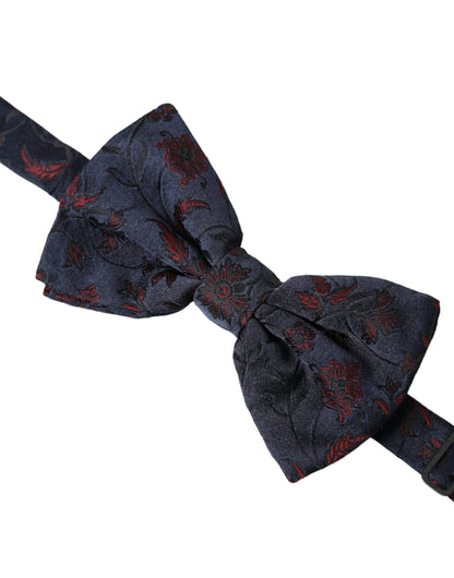  - Blue Floral Brocade Adjustable Neck Men Bow Tie