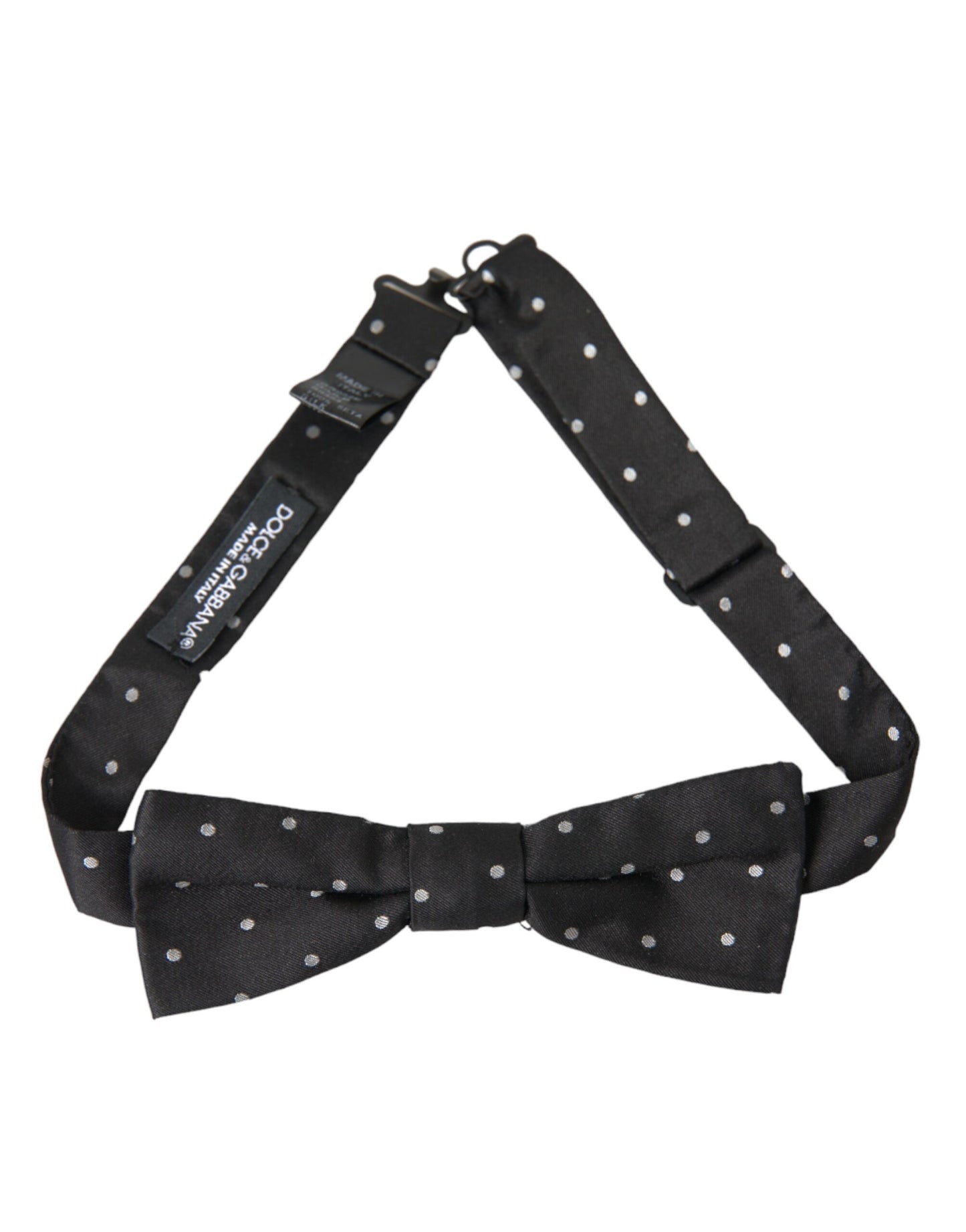  - Black White Polka Dot Silk Men Neck Bow Tie