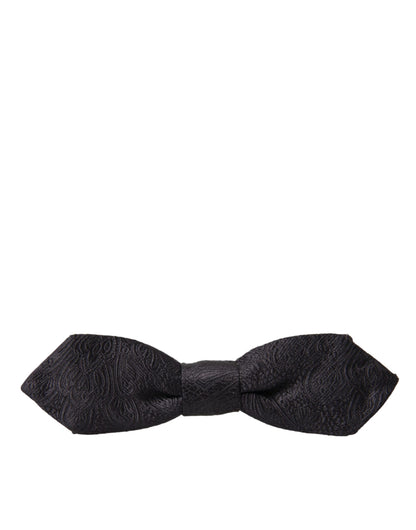  - Black Brocade Silk Adjustable Neck Bow Tie