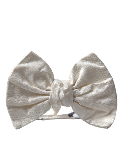  - White Textured Cotton Adjustable Neck Bow Tie