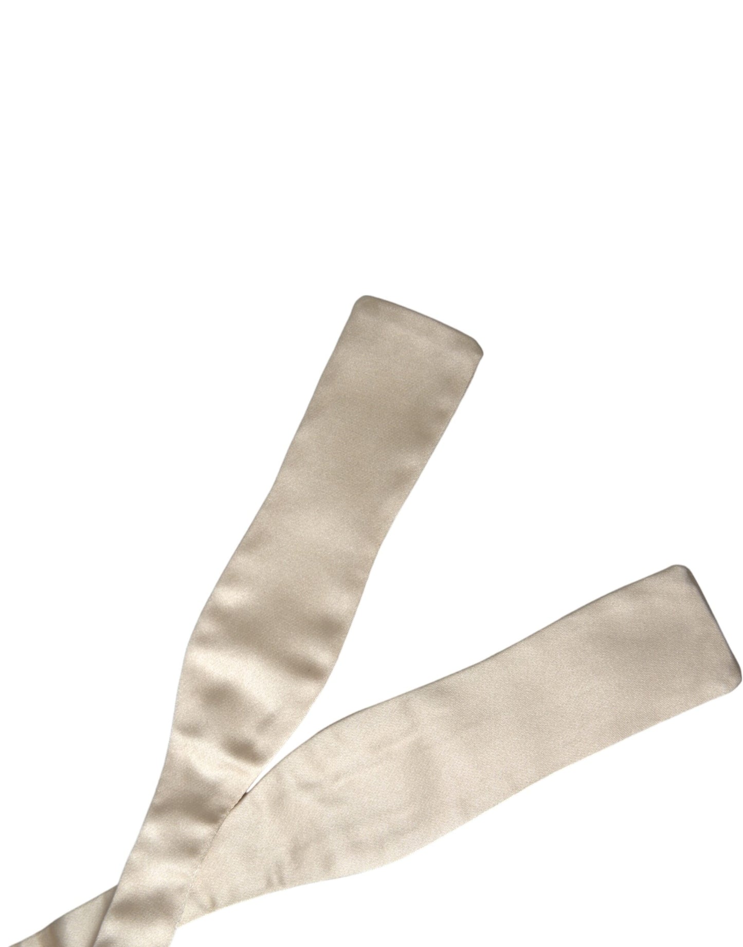  - Beige Silk Slim Skinny Necktie Men Bow Tie