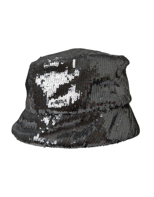  - Silver Sequined Nylon Bucket Hat Men