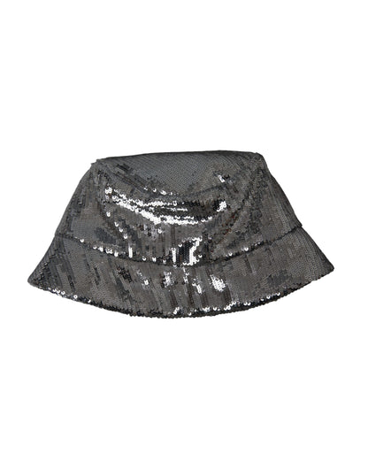  - Silver Sequined Nylon Bucket Hat Men