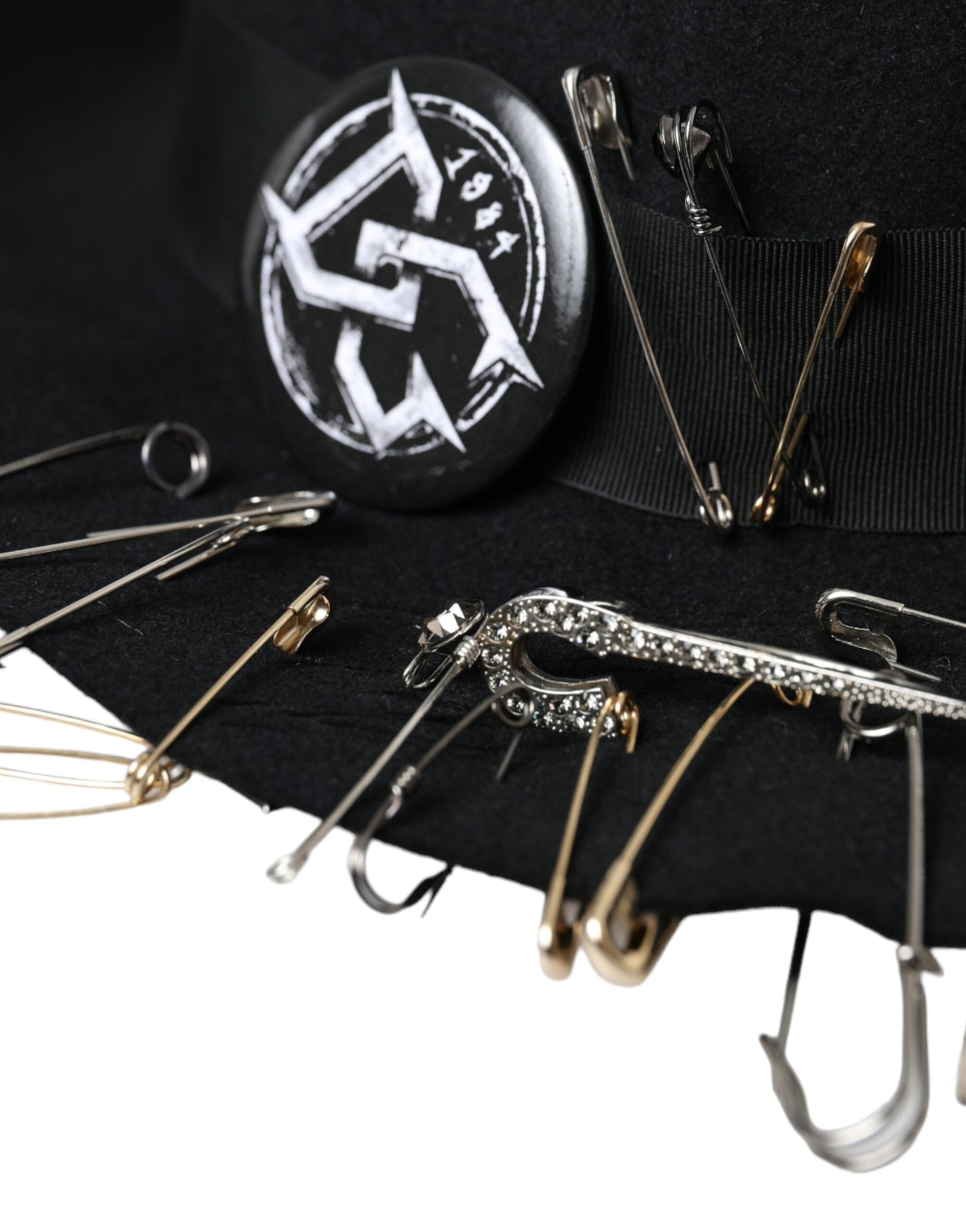  - Black Embellished Fedora Wide Brim Hat Men