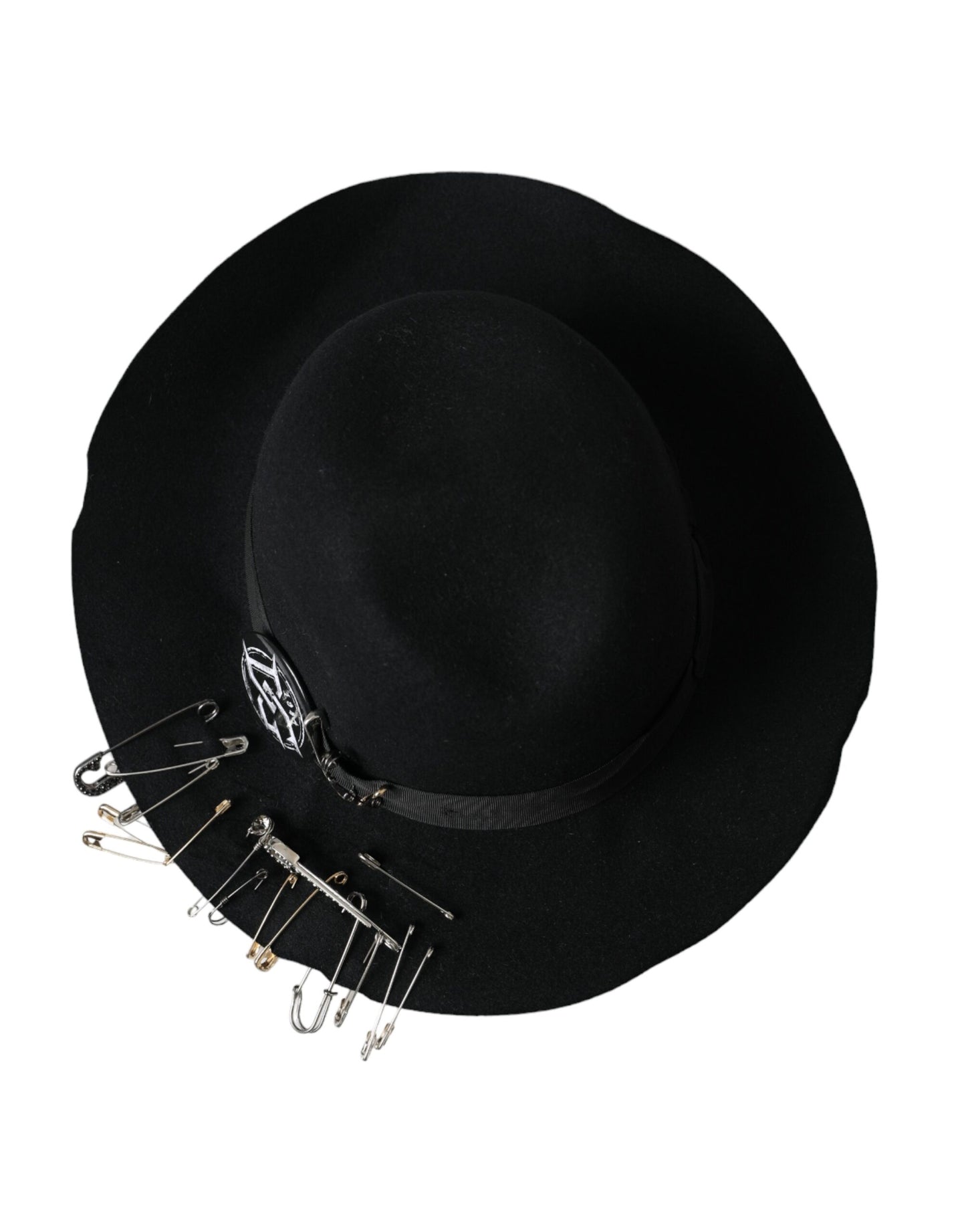  - Black Embellished Fedora Wide Brim Hat Men