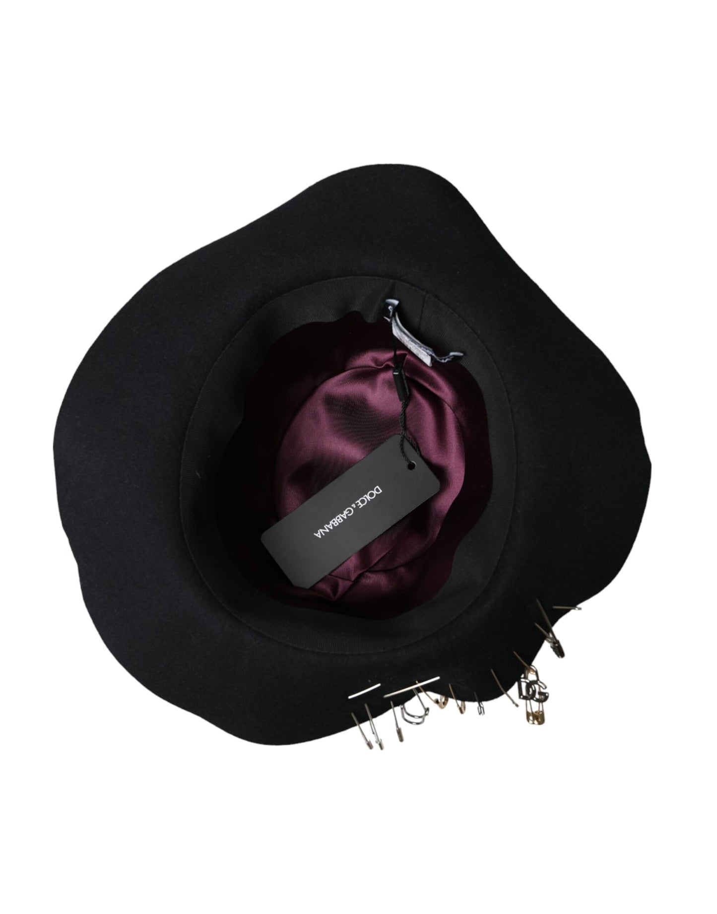  - Black Embellished Fedora Wide Brim Hat Men