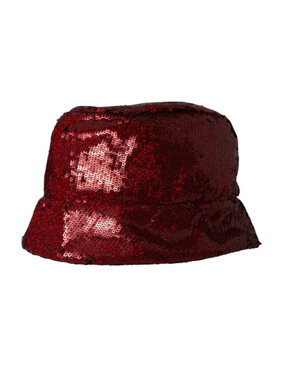  - Red Sequined Nylon Bucket Hat Men