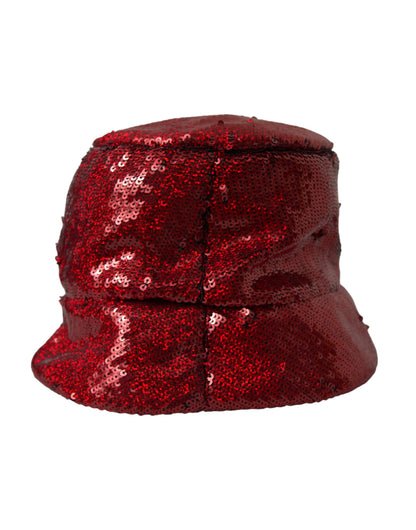  - Red Sequined Nylon Bucket Hat Men