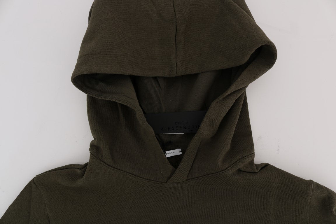 Elegant Green Cotton Hooded Sweater - The Luxe Alliance