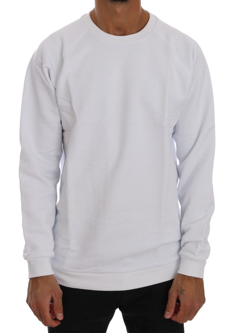 Elegant White Crewneck Cotton Sweater - The Luxe Alliance