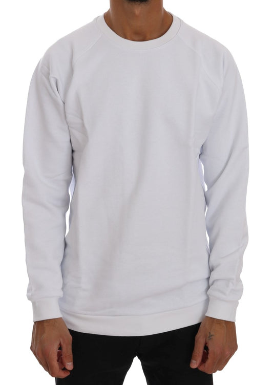 Elegant White Crewneck Cotton Sweater - The Luxe Alliance