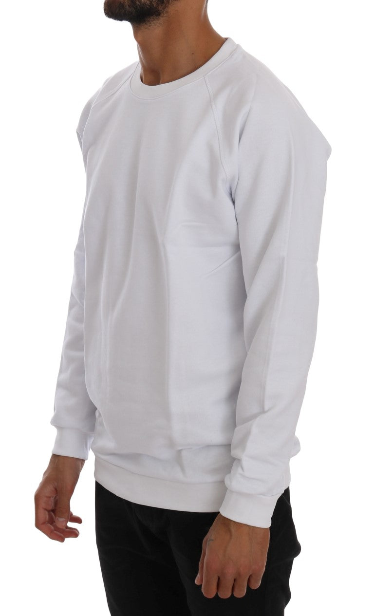 Elegant White Crewneck Cotton Sweater - The Luxe Alliance