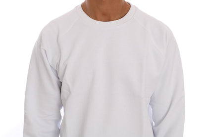 Elegant White Crewneck Cotton Sweater - The Luxe Alliance