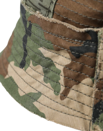  - Green Camouflage Cotton Bucket Hat Men