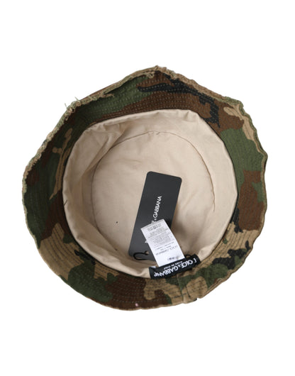  - Green Camouflage Cotton Bucket Hat Men