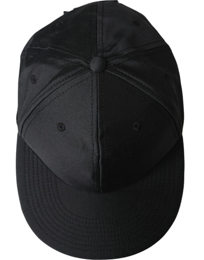  - Black Silk Cotton Logo Baseball Hat Men