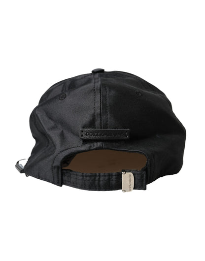  - Black Silk Cotton Logo Baseball Hat Men