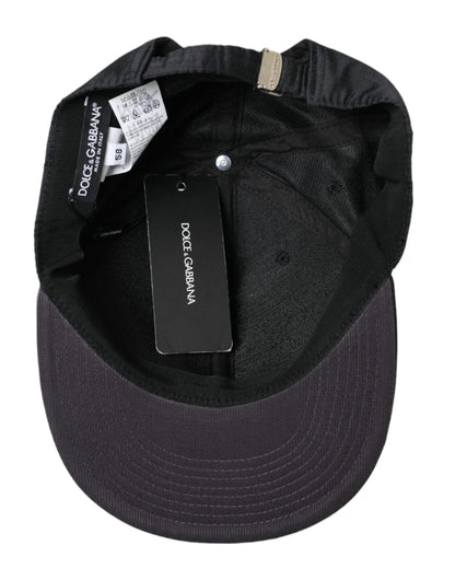  - Black Silk Cotton Logo Baseball Hat Men