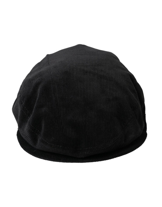  - Black Corduroy Crown Newsboy Hat Men