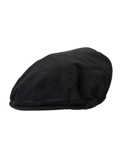  - Black Corduroy Crown Newsboy Hat Men