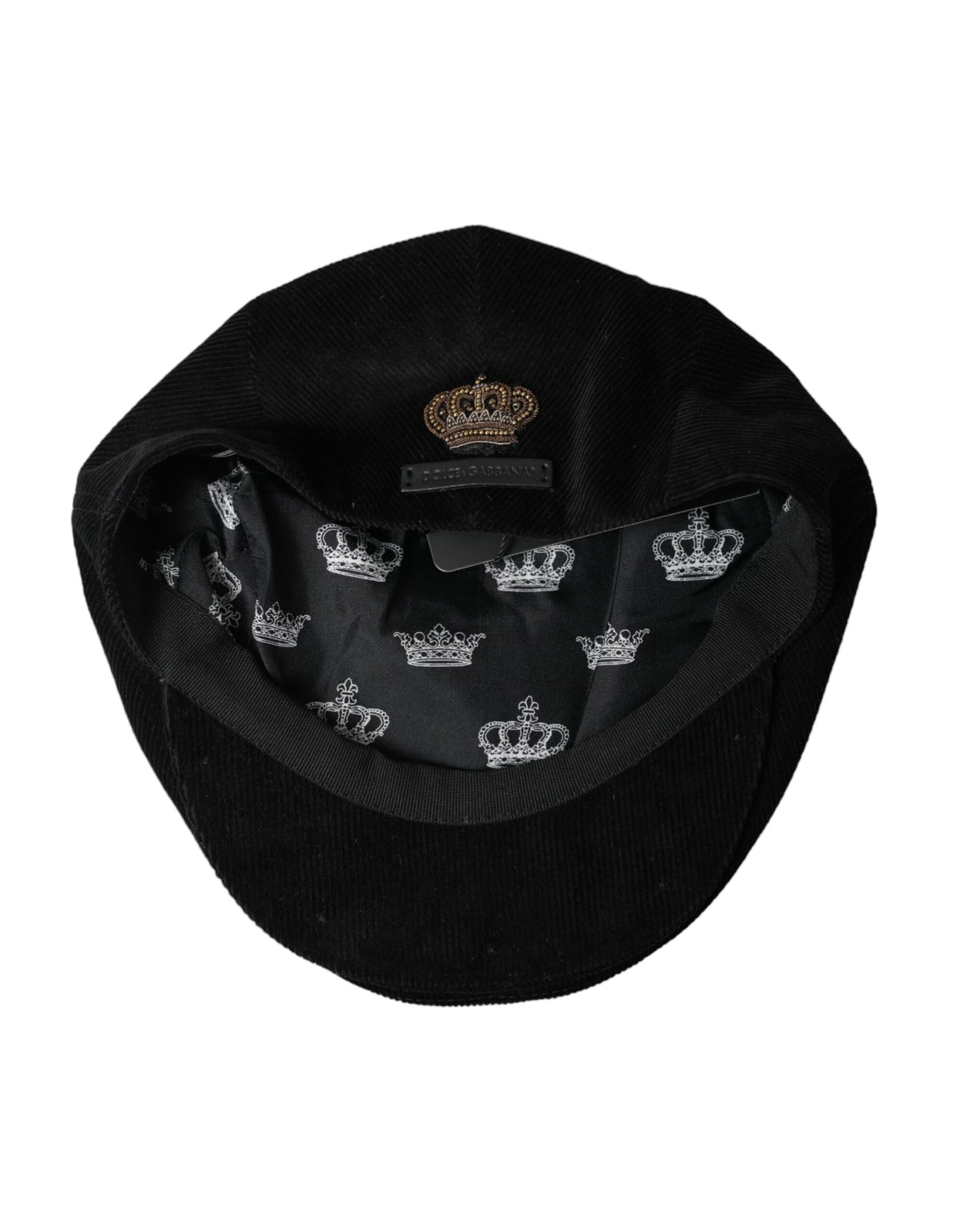  - Black Corduroy Crown Newsboy Hat Men