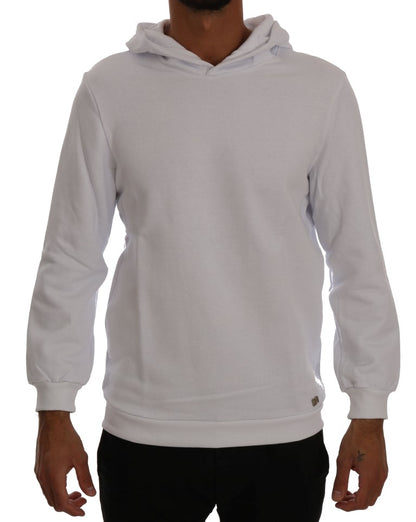 Elegant White Cotton Hooded Sweater - The Luxe Alliance