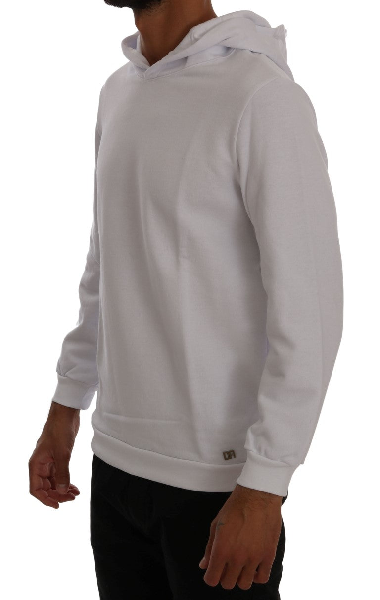 Elegant White Cotton Hooded Sweater - The Luxe Alliance