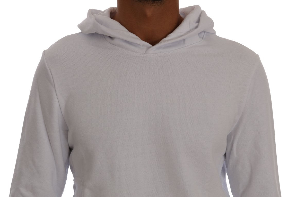  - Elegant White Cotton Hooded Sweater