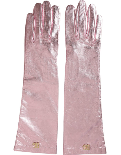  - Pink Laminated Logo Mid Arm Length Gloves