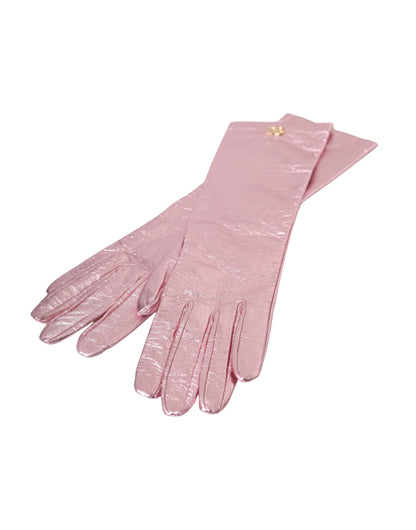  - Pink Laminated Logo Mid Arm Length Gloves