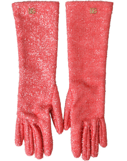  - Pink Lurex Fantasia Mid Arm Length Gloves