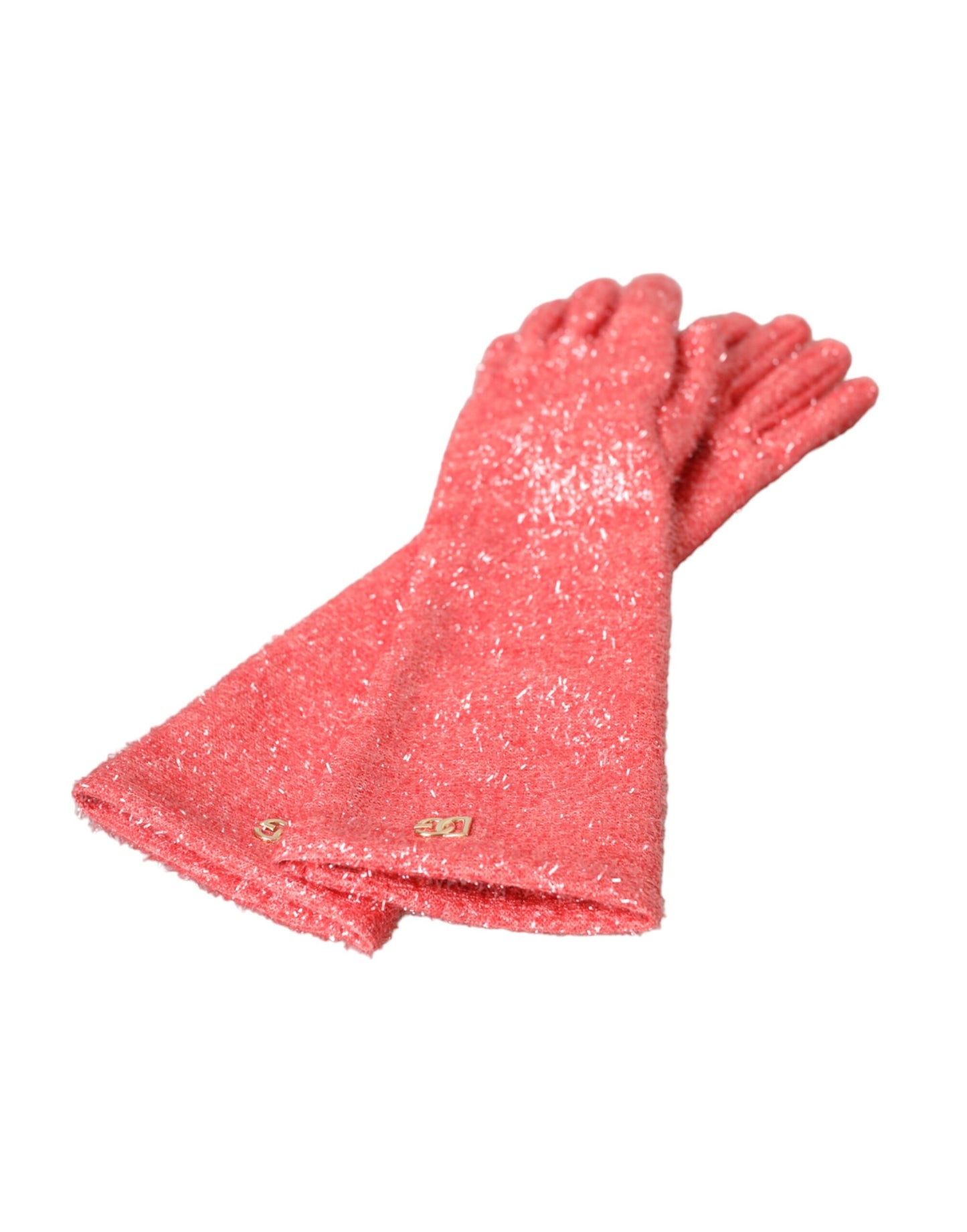  - Pink Lurex Fantasia Mid Arm Length Gloves