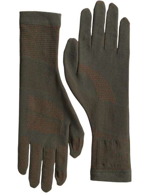  - Brown Cotton Stretch Wrist Length Gloves