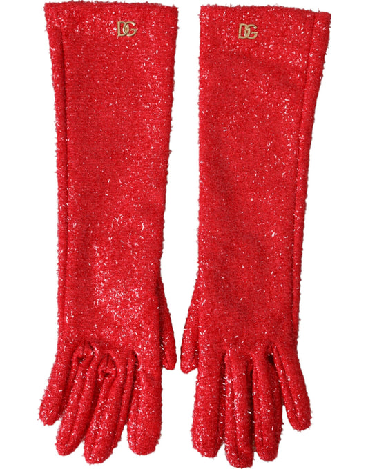  - Red Lurex Fantasia Mid Arm Length Gloves