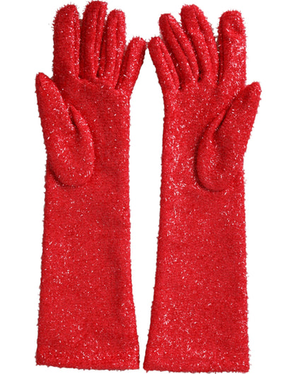  - Red Lurex Fantasia Mid Arm Length Gloves