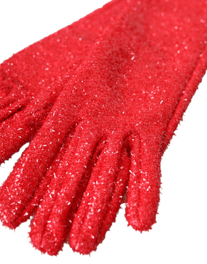  - Red Lurex Fantasia Mid Arm Length Gloves