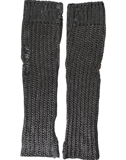  - Gray Viscose Knitted Finger Less Gloves