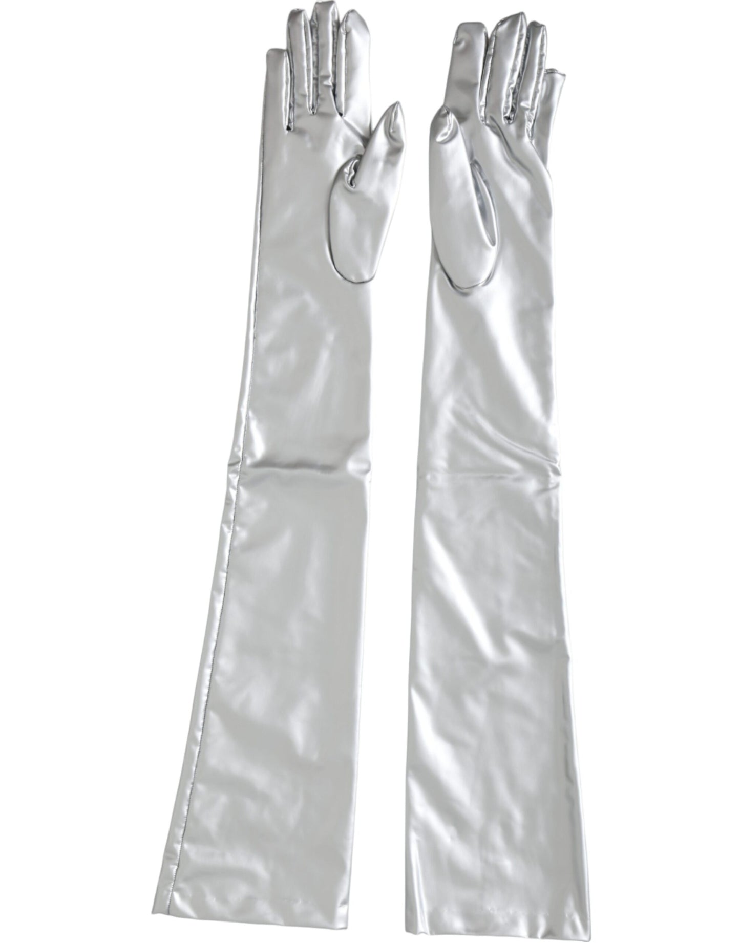  - Silver Spandex Logo Elbow Length Gloves