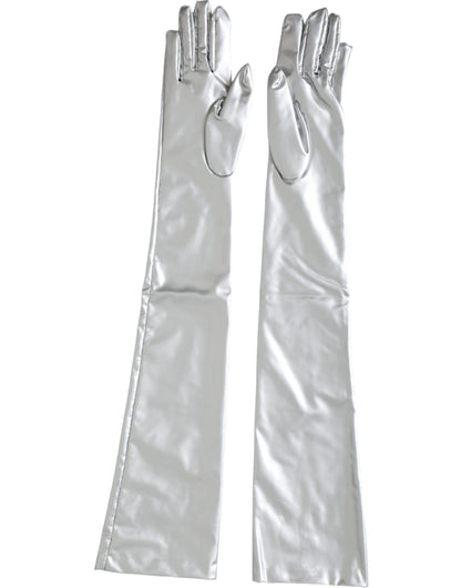  - Silver Spandex Logo Elbow Length Gloves